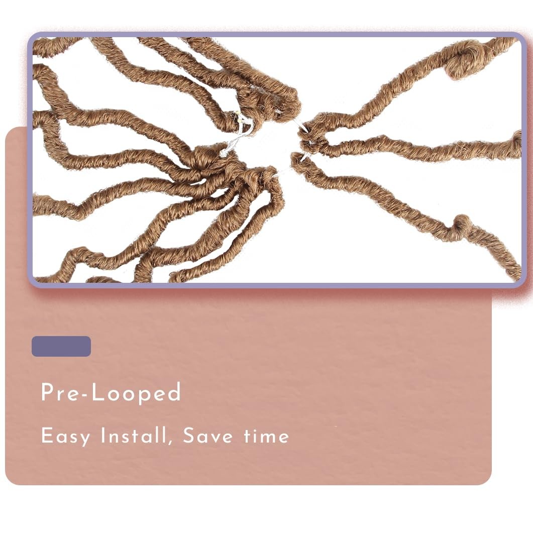 BOHOBABE Faux Locs Crochet Hair 24 Inch, Boho Soft with Curly Ends Pre-looped