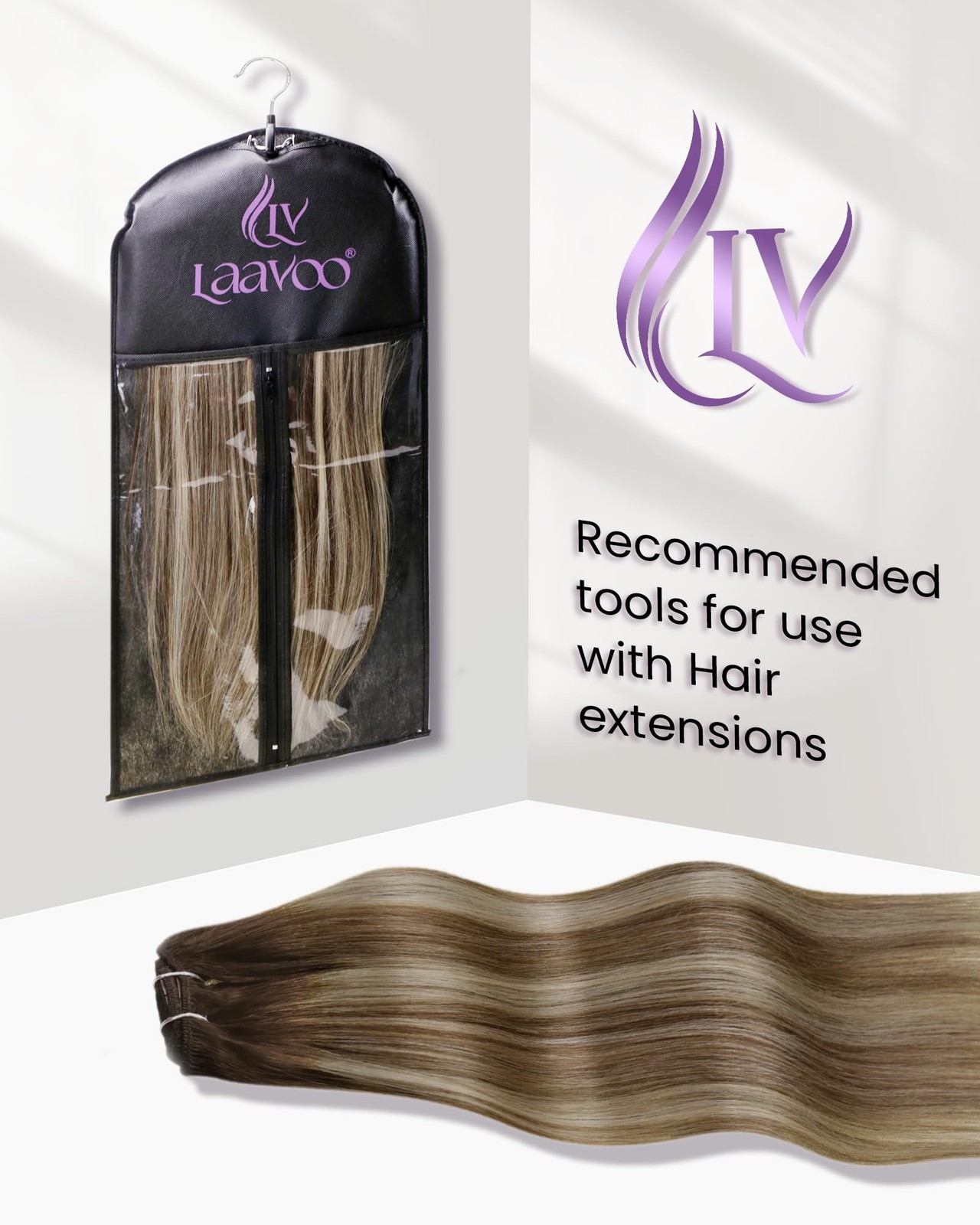 LaaVoo Ombre Clip-In Hair Extensions 18″ Dark to Light Balayage Blonde 80g
