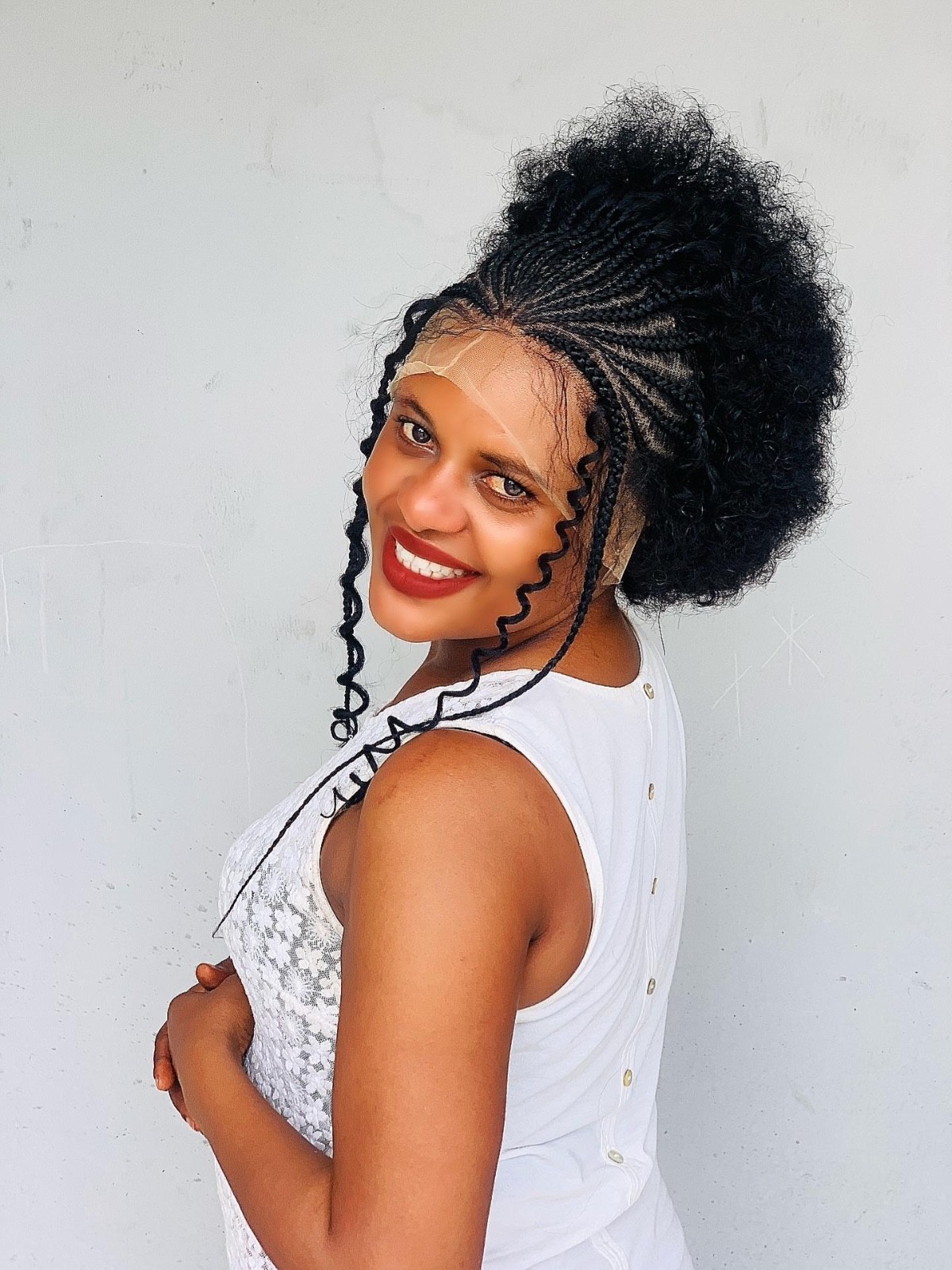 Braided cornrow human hair comfortable wig.Ready to ship .