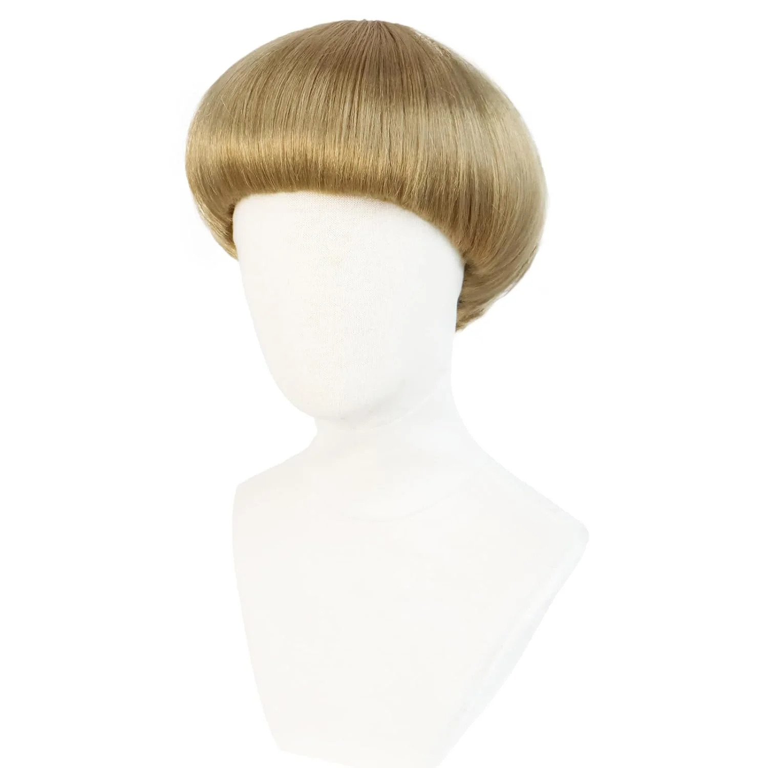 Short Blonde Bob Wig with Bangs Mushroom Wigs for Men 60s 70s Bowl Cut Wigs for