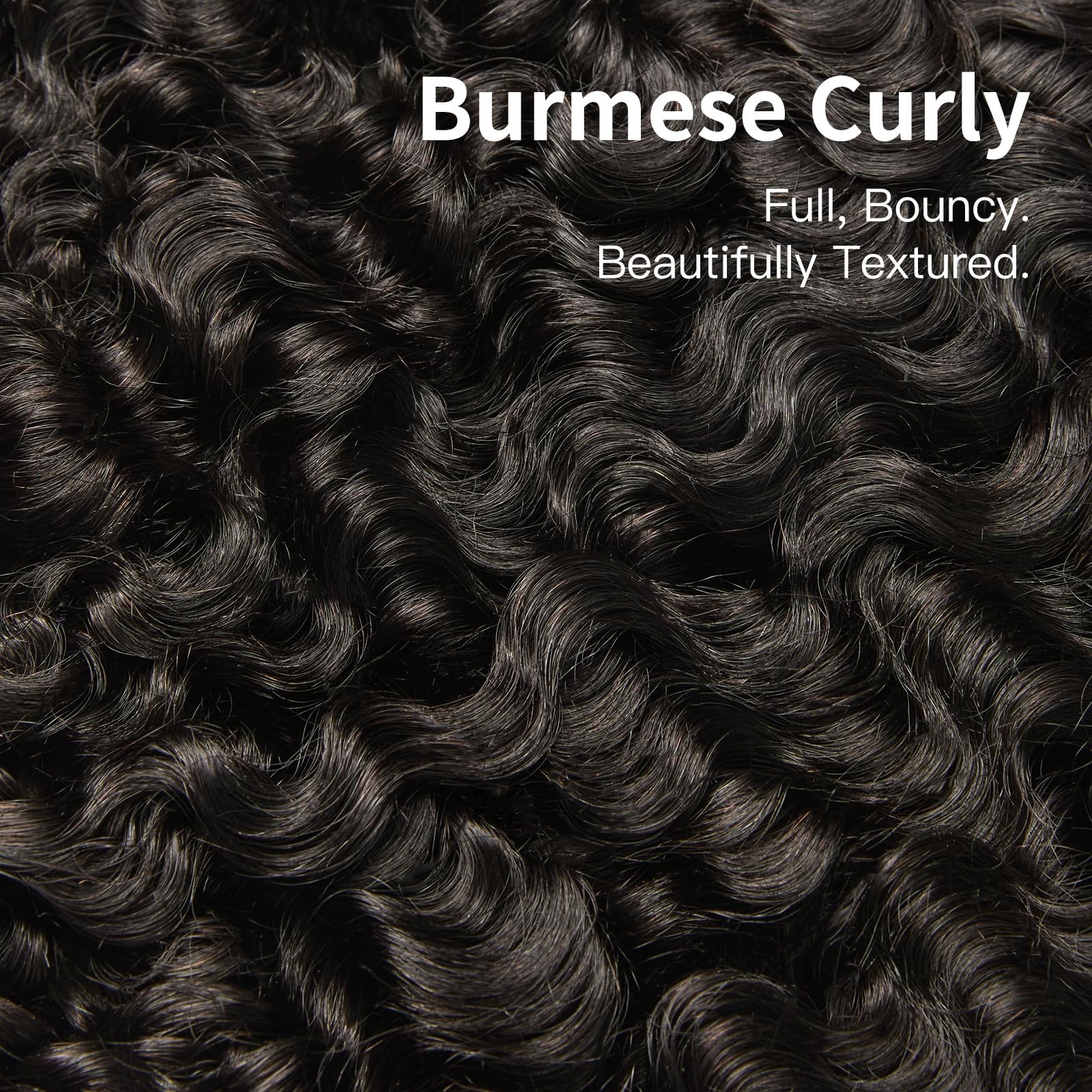 Burmese Curly Hair Bundles 3pcs Unprocessed Raw Water Wave Natural Black 18-22