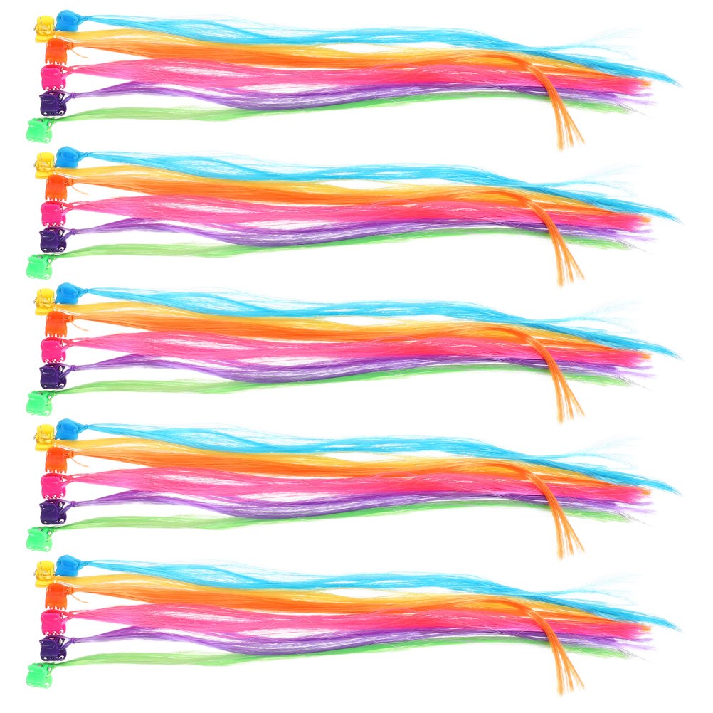 36 Pcs Clip-in Hair Extensions Braided Ponytail Colored Colorful