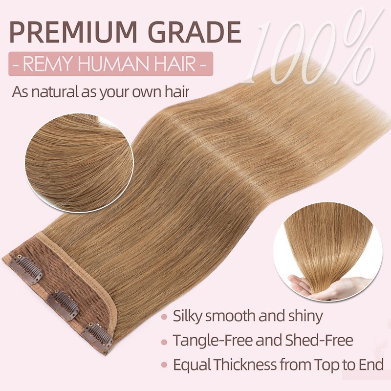 CLEARANCE One Piece 100% Real Remy Human Hair Extension Clip in V-shape Balayage