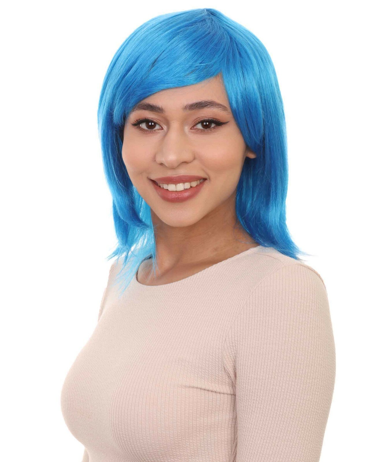 Shoulder Length Bob with Side Bangs Party Wig, Halloween Wig, Multiple Colors
