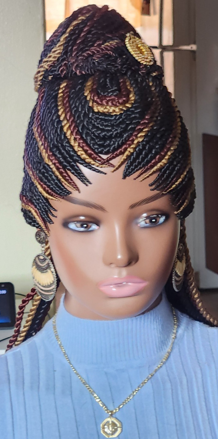 Fully hand braided senegale twist cornrows wig poney bout Multiple colors 2