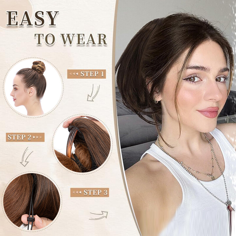 LARGE THICK Straight Scrunchie Comb Clip Bun Updo Lady Hair Piece Extensions US