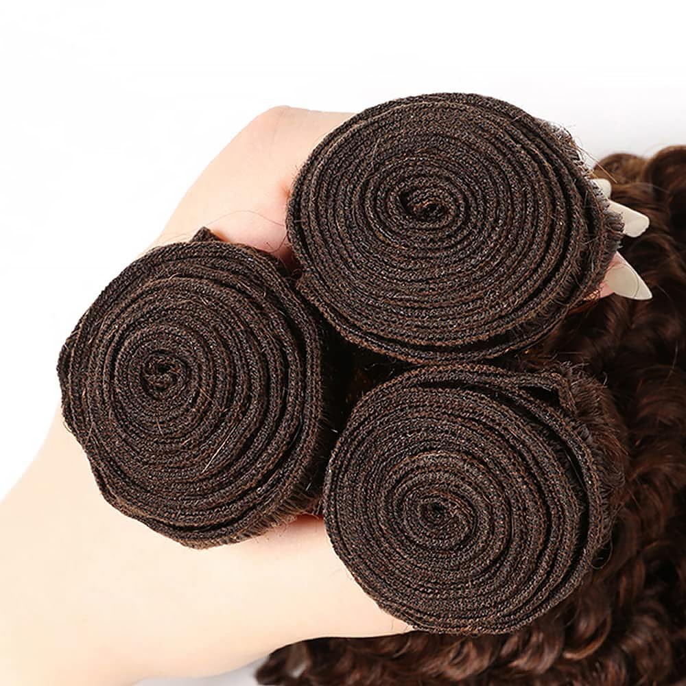 Deep Wave Human Hair Bundles 20 Inch #4 Chocolate Brown Extensions 22 18 Inch