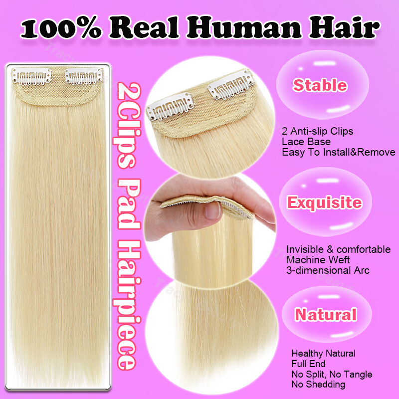 Balayage Short Clip In 100% Real Remy Human Hair Extensions Pad Hairpiece 2Clips