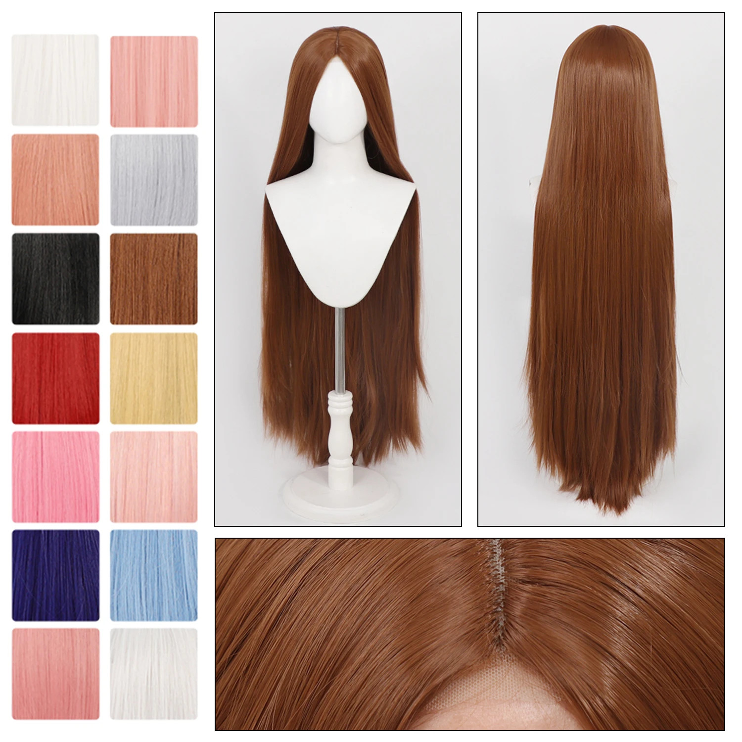 40Inch Long Straight Universal Hand Hooked Lace Front Wig Synthetic Hair Wig for