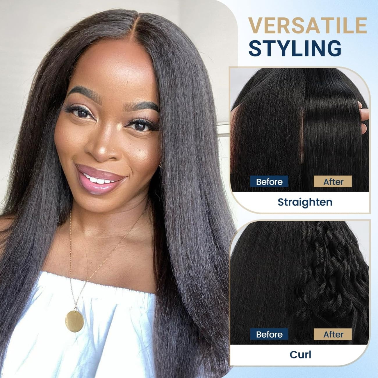 13×6 Natural Color Kinky Straigh Transparent Lace Human Hair