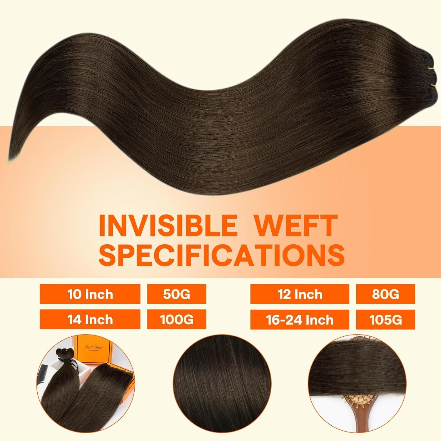 Real Remy 22 Inch Sew-In Hair Extensions – Soft Double Weft Weaves in Dark Brown