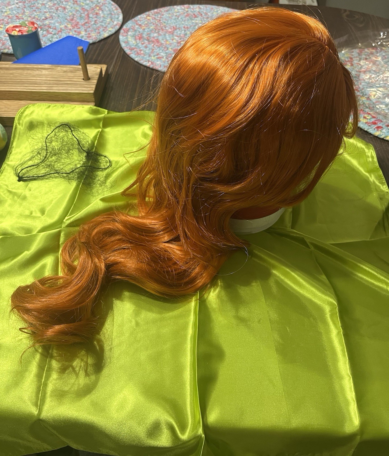Long Orange/Ginger Colored Wig w/ Bangs & Hairnet