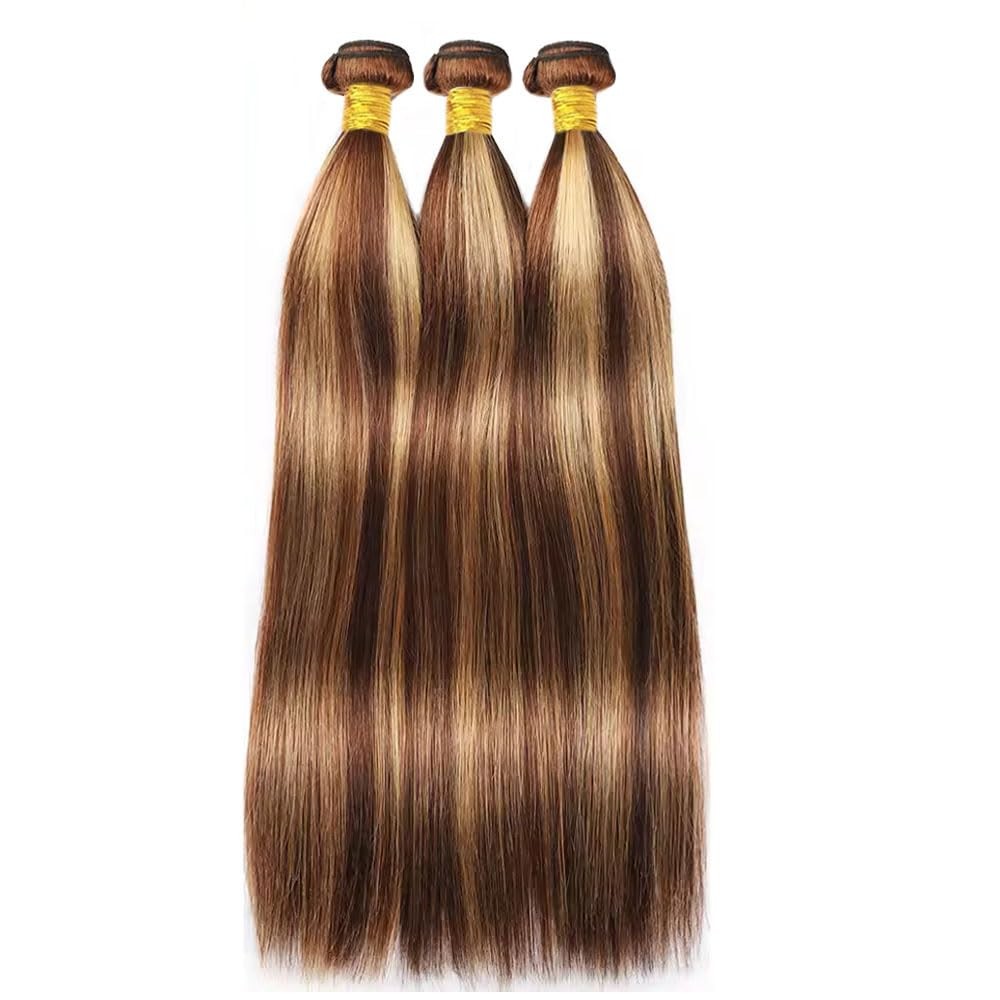 Hrceyocr P4/27 Blonde Bundles Human Hair Straight Bundles 14 16 18 Inch