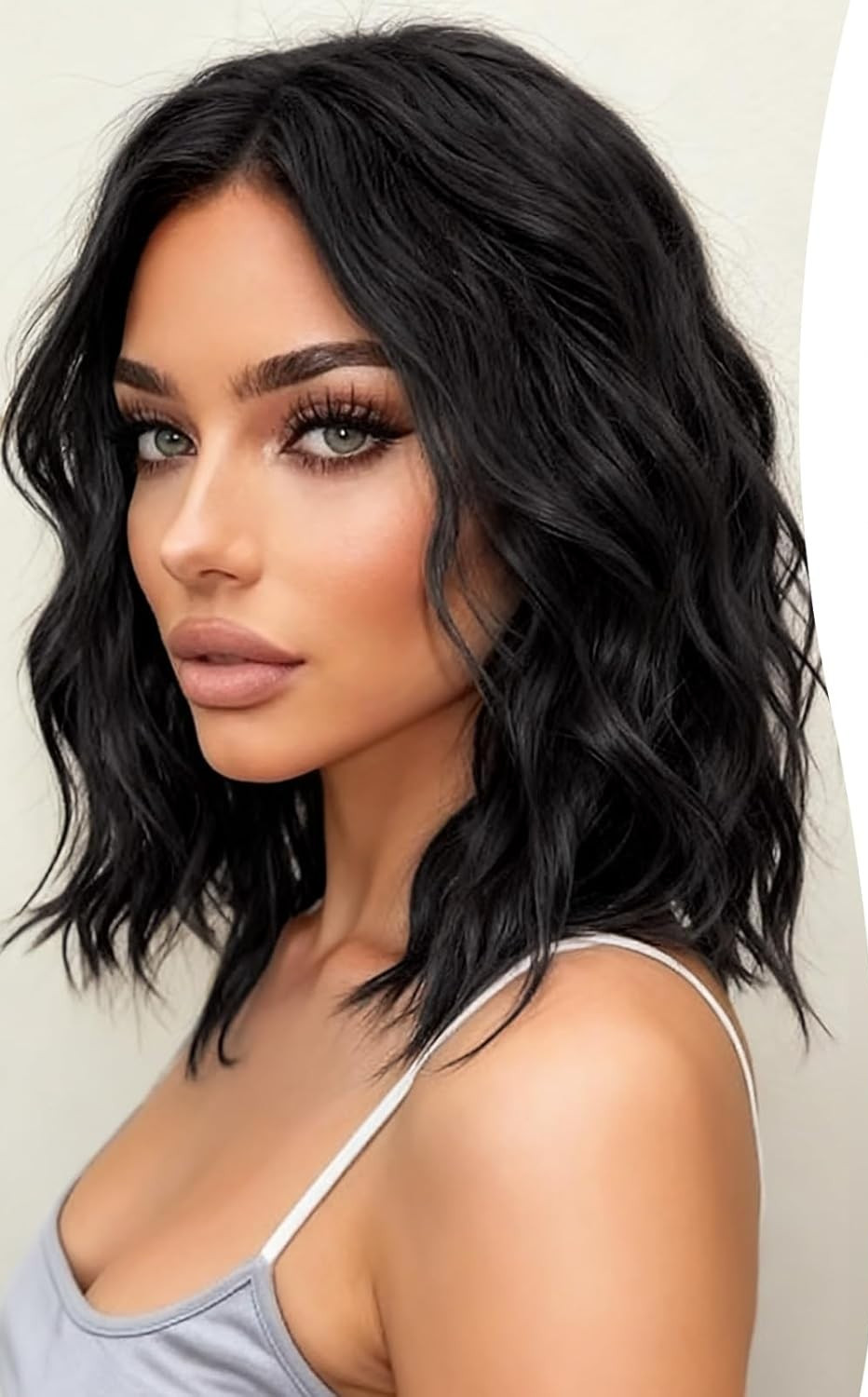 Black Short Wavy 12in Women Premium Hair Topper