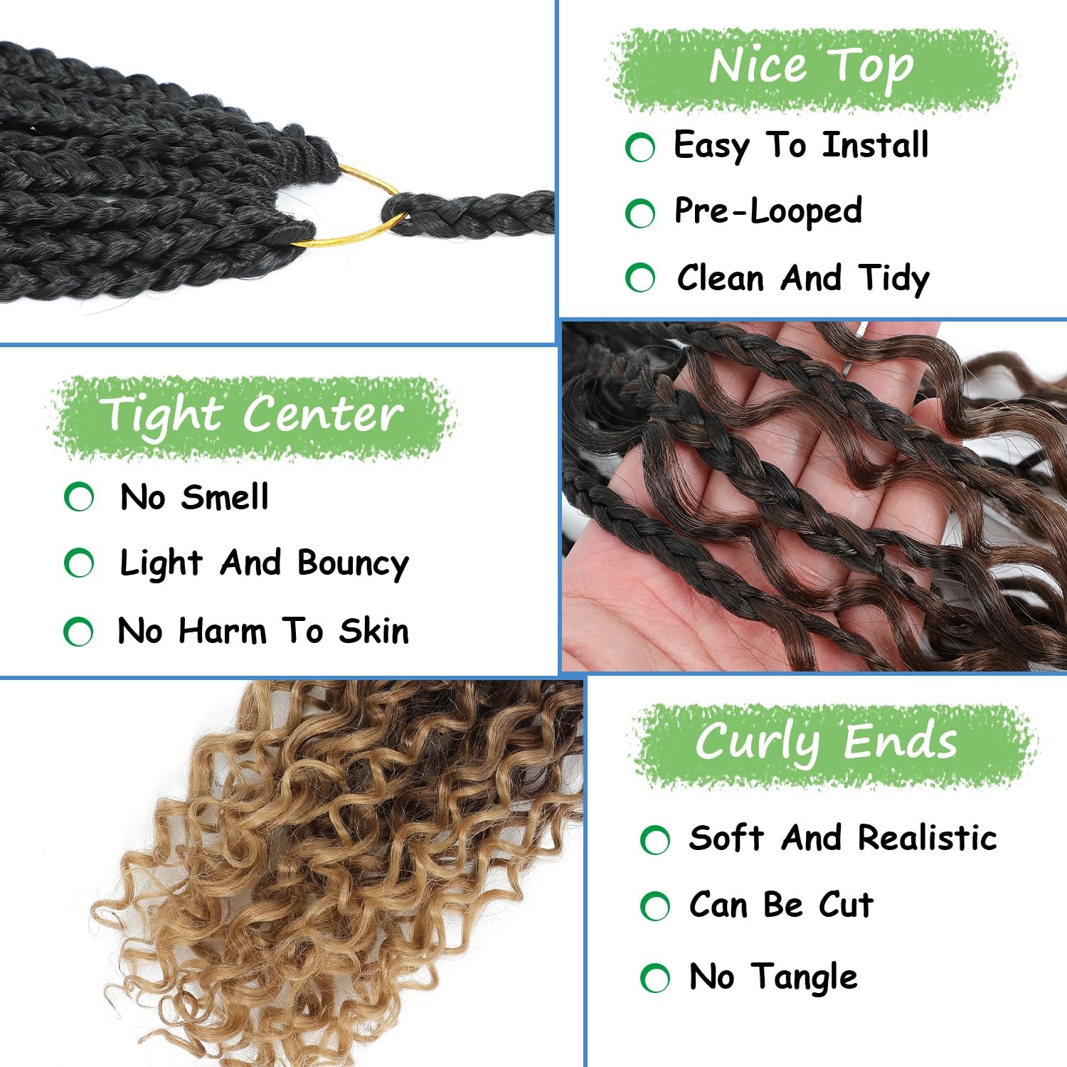Goddess Box Braids Crochet Hair 8 Packs Pre-looped Boho Box Braids Braiding H…