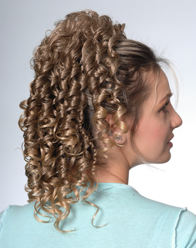 18″ LONG SPIRAL CORKSCREW CURLS CURLY HAIR HAIRDO HAIRPIECE PONYTAIL CLAW CLIP
