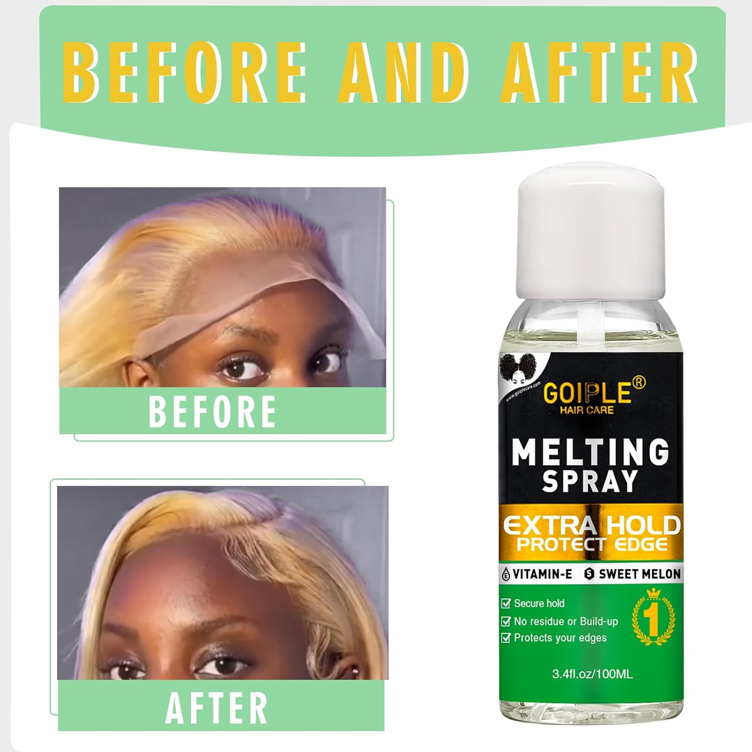3.4 Fl Oz Lace Melting and Holding Spray Glue-Less Hair Adhesive for Wigs, Extra