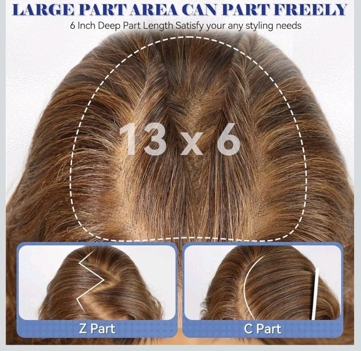 13X6 HD Synthetic Lace Front Wig, 24 Inch Mixed Brown Long Curly Layered Wig