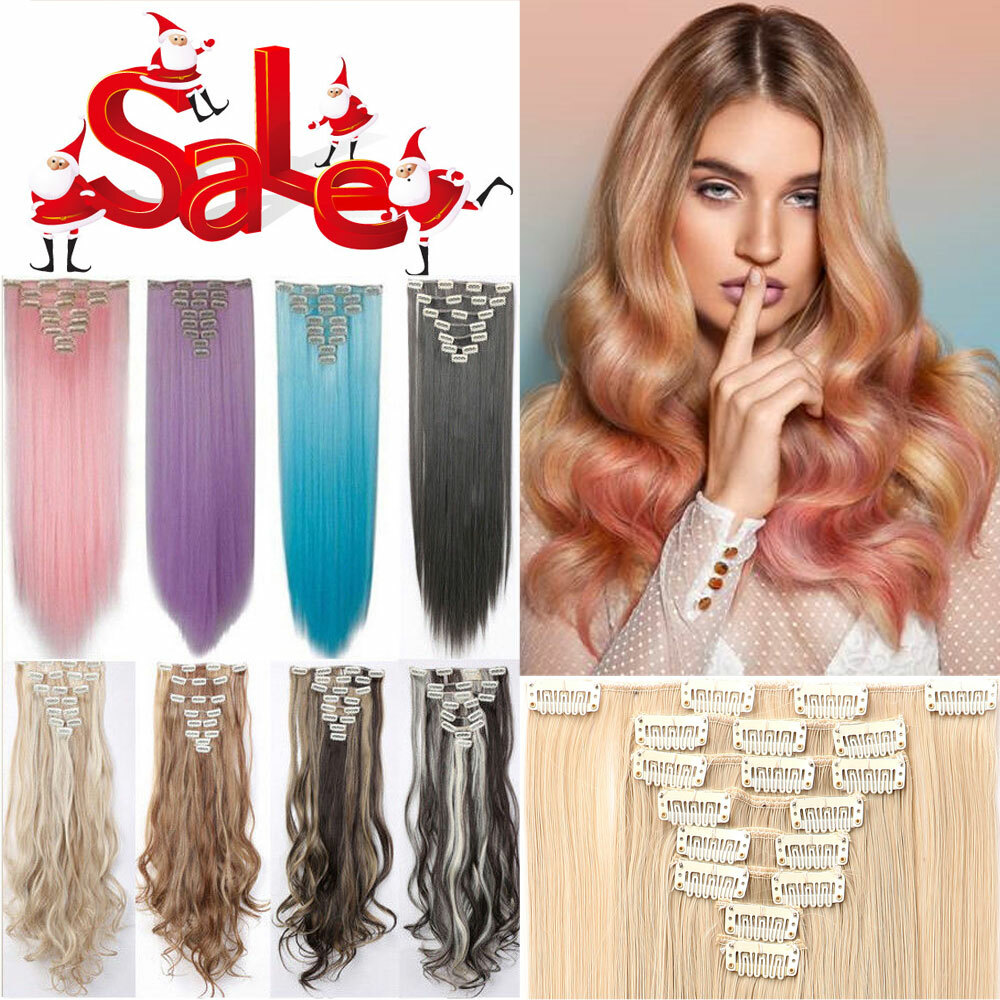 Smooth Thick Clip in 100% Real Natural as Human Hair Extensions 8Pcs Long Wavy H