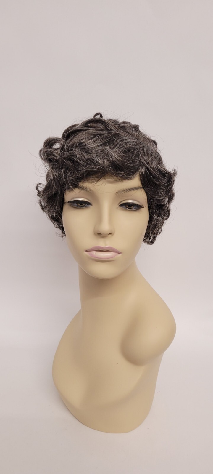 Retro Short Finger Wave Wig Gray Natural Curly Cosplay Kanekalon Japan Origin 34