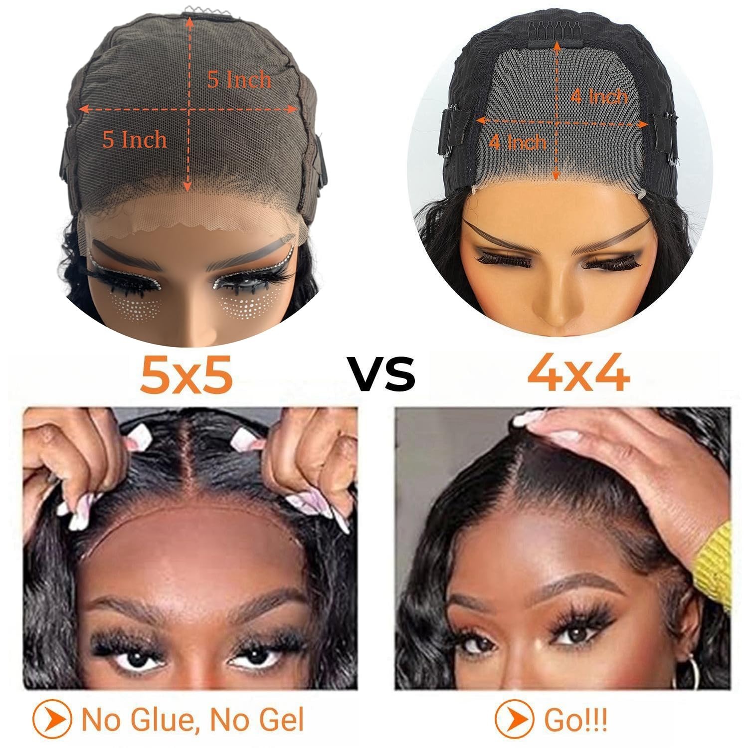 5×5 HD Lace Closure Glueless Human Hair Wig for Black Women – 24 Inch Curly Deep