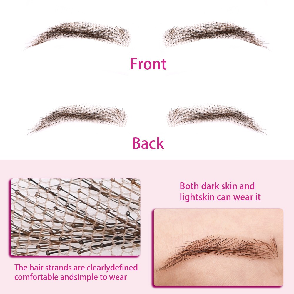 Handmade Human Hair False Eyebrows for Women Lace Base Eyebrows Natural Makeup