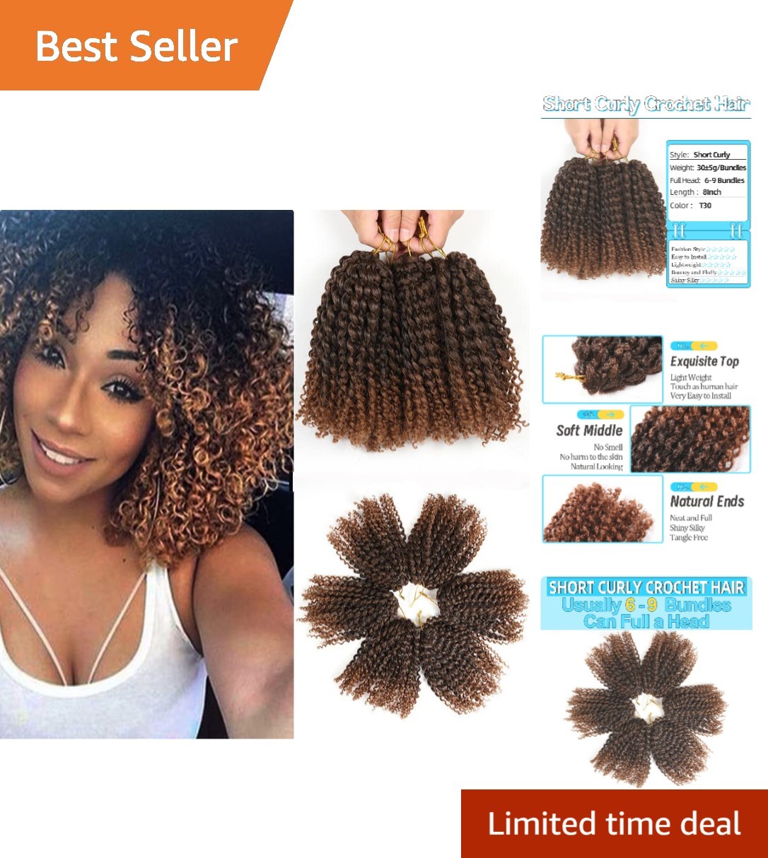 8 Inch Short Passion Twist Hair 6 Bundles Kinky Curly Crochet Hair for Black …