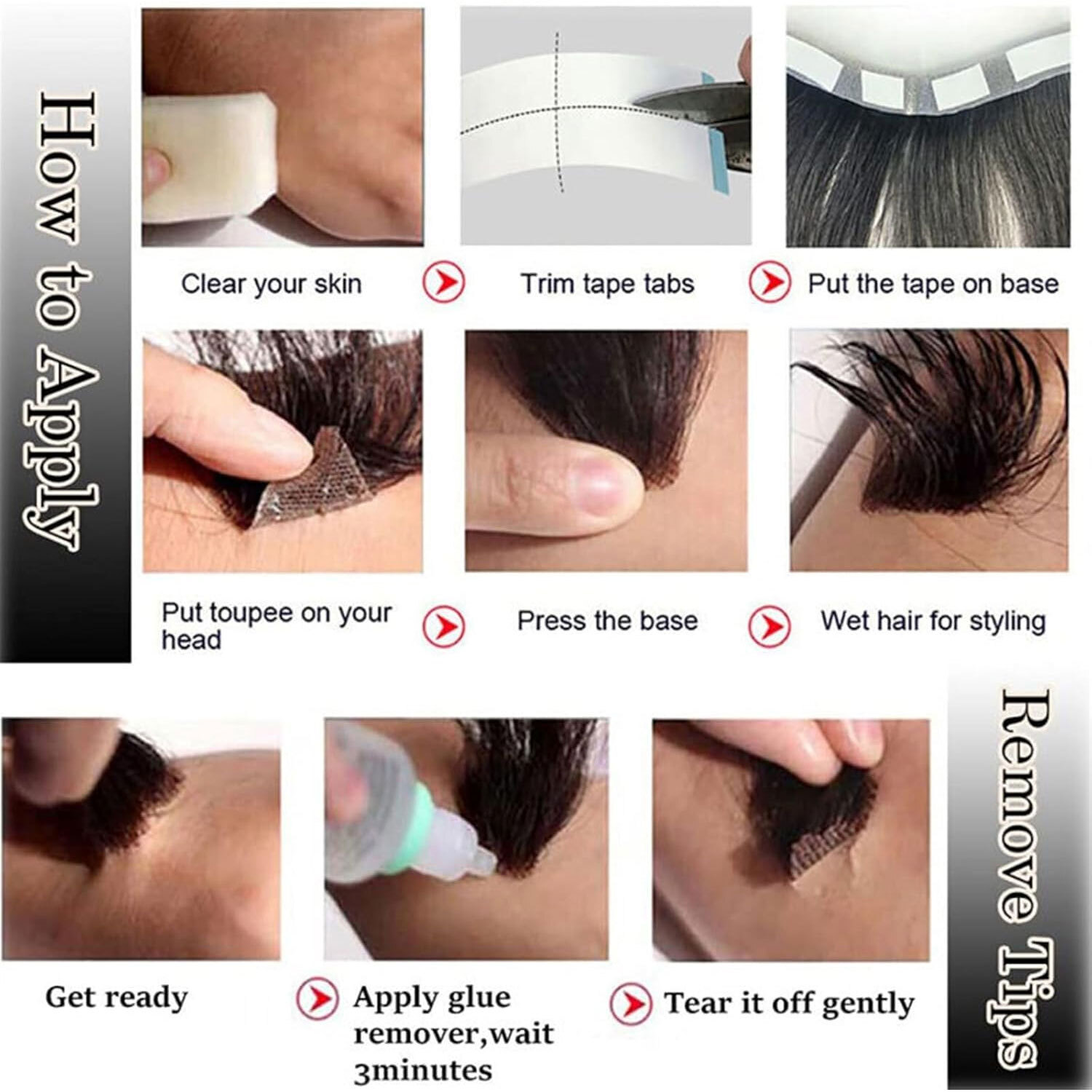 Invisible Ultra Thin Skin Mens Toupee Human Hair Replacement PU Systems Buzz Cut