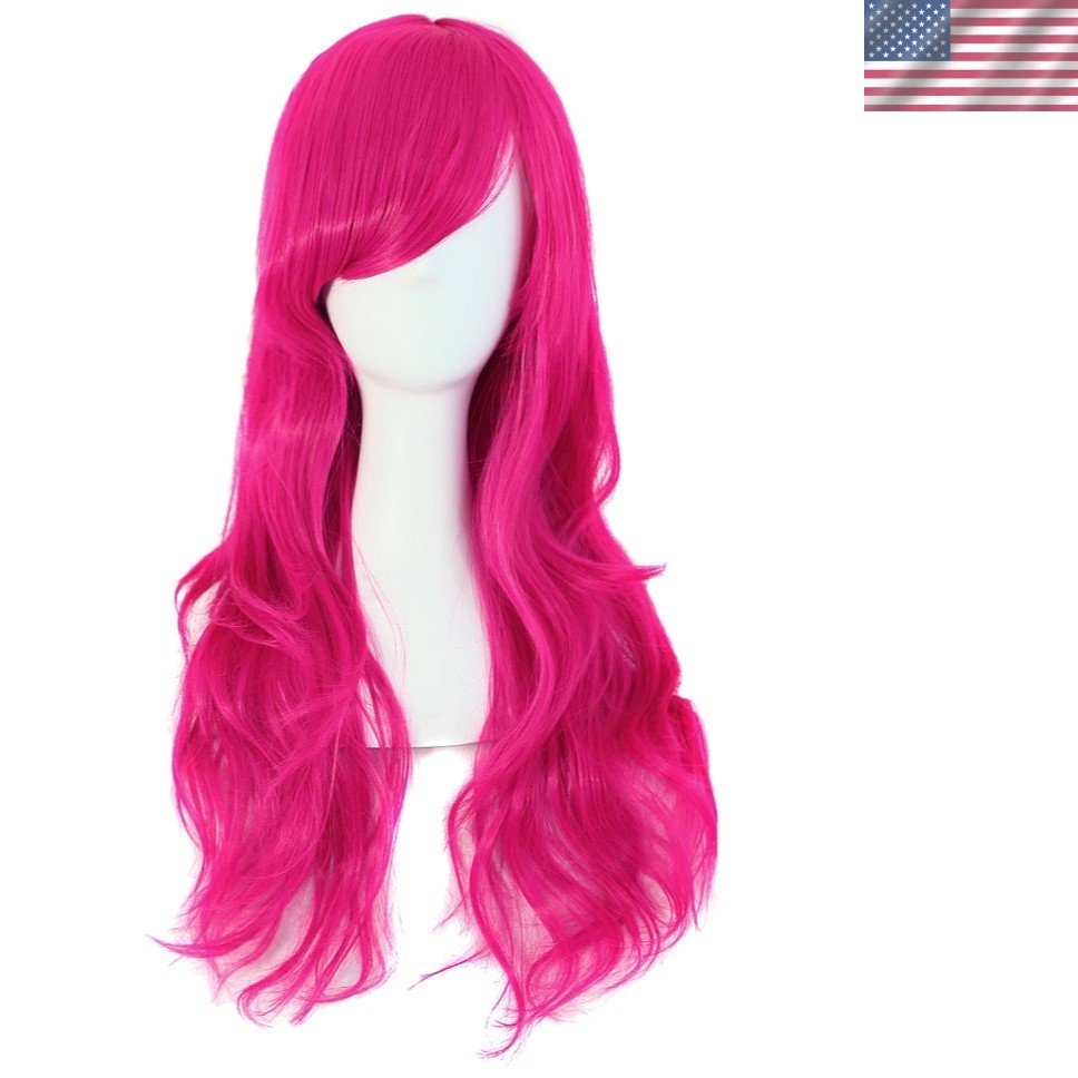 Stunning 70cm Curly Peach Red Wig with Adjustable Cap for All-Day Comfort
