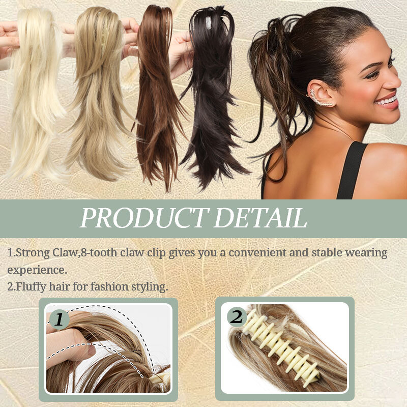Hair Extensions Ponytail Clip In Natural Claw On Bendable Pony Tail Hair Pieces