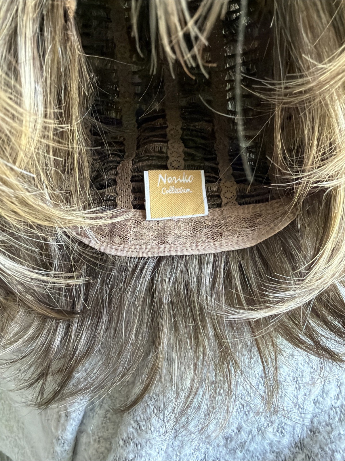 Noriko Sky Wig Large Cap Pecan Brown Lace Front Layered Straight Synthetic