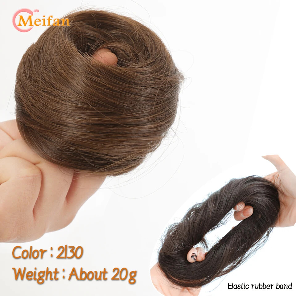 Synthetic Elastic Rubber Band Hair Bun Clip in on Hair Tail Extension