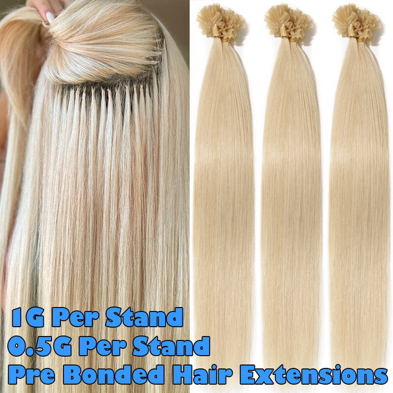 Russian 100g Nail U Tip Human Hair Extensions Remy Pre Bonded Keratin Glue/ 0.5G