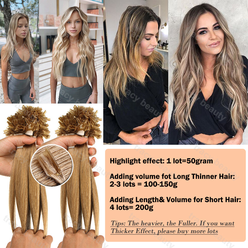 20-24Inch 100g Keratin Nail U Tip 100% Remy Human Hair Extensions Pre-Bonded US