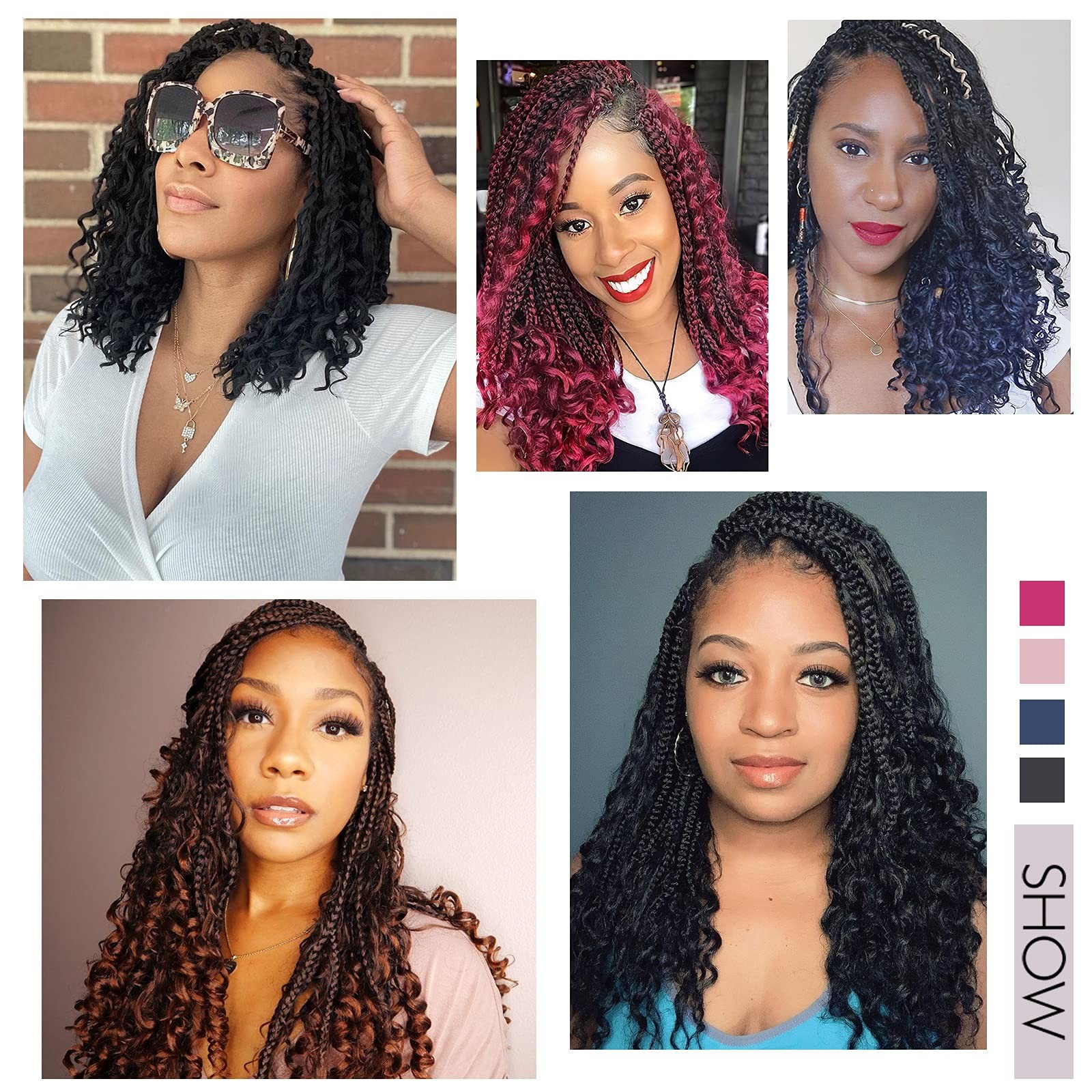 Goddess Bohemian Box Braids Crochet Hair – 14 Inch Curly Ends, 8 Packs Synthe…