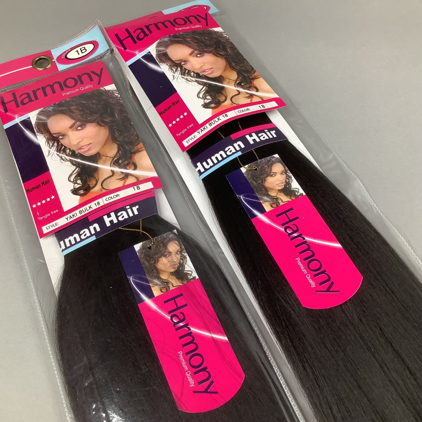 2 Packs 18” #1B Off Black Yaki Bulk Micro Braiding Blend Hair by Harmony