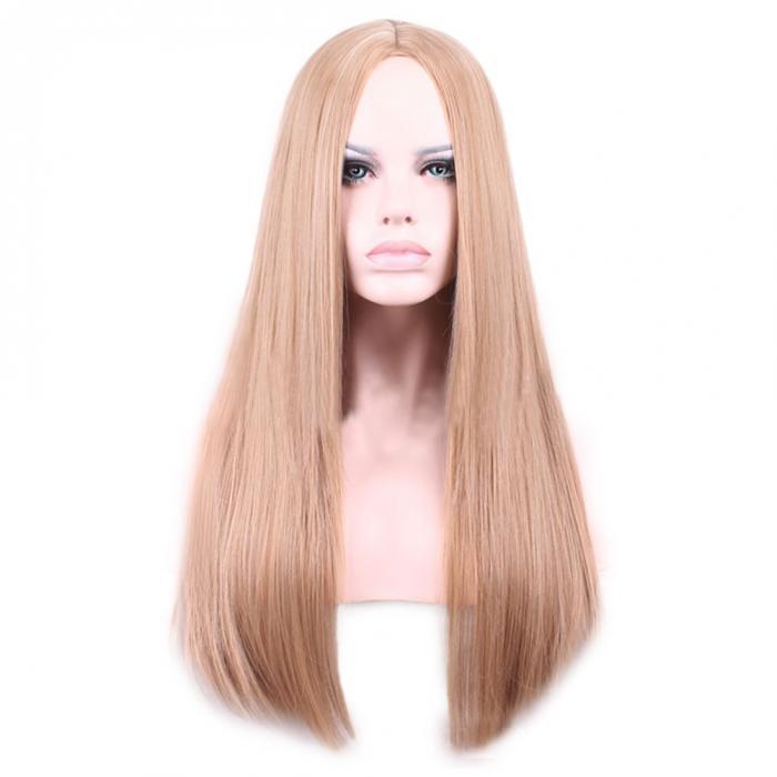 Custom Natural Auburn Strawberry Blonde Long Straight Womens Hair Wig Highlights