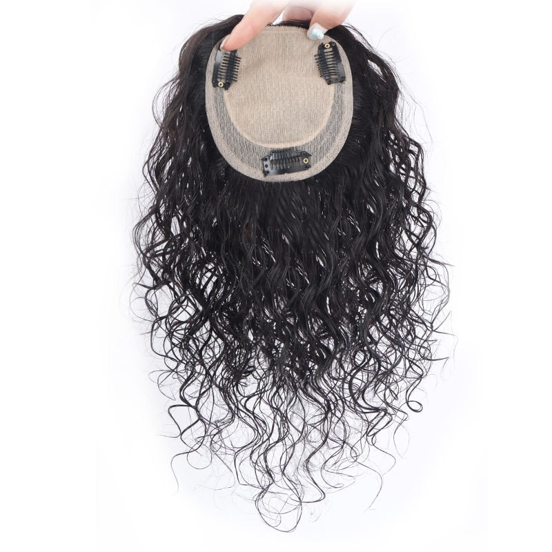 100% Human Hair Toupee Curly Hair Topper Top Clip in Hair Pieces for Women 30cm