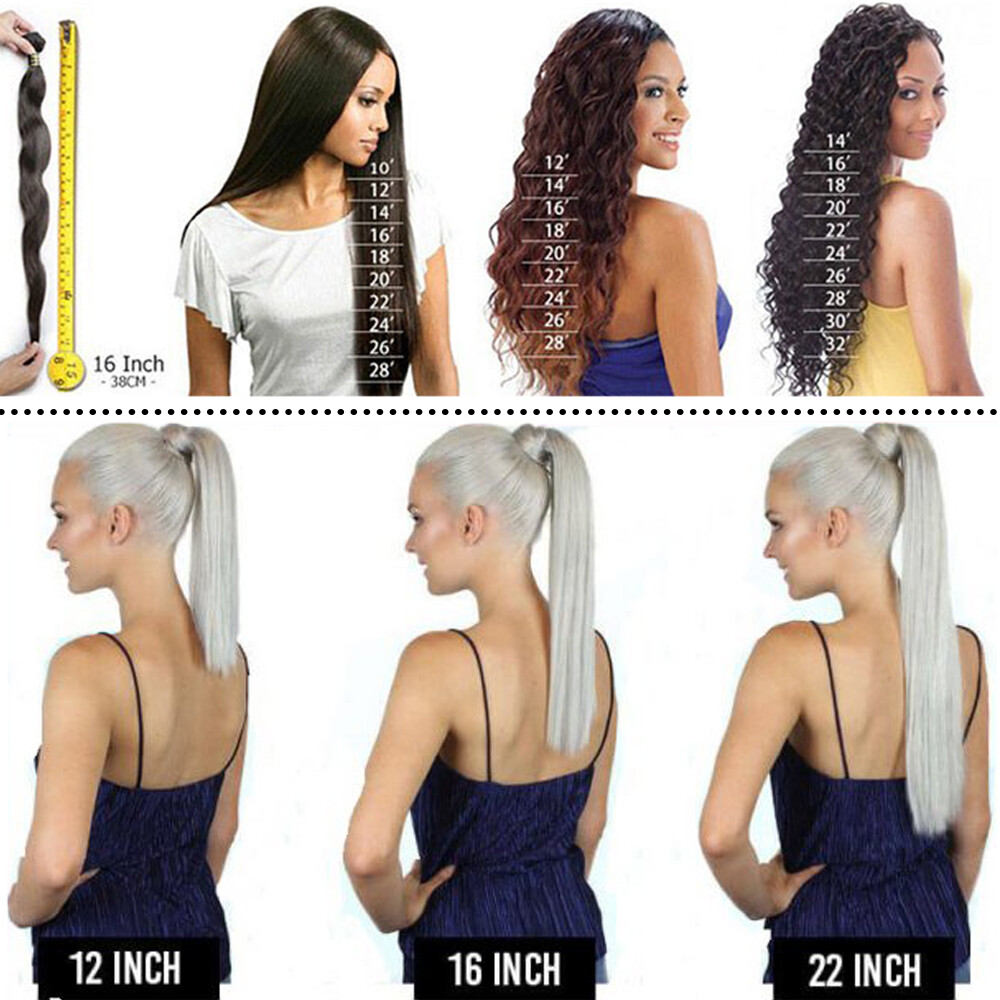 Long Thick Wrap Around Ponytail Clip In Real 100% Remy Human Hair Extensions USA