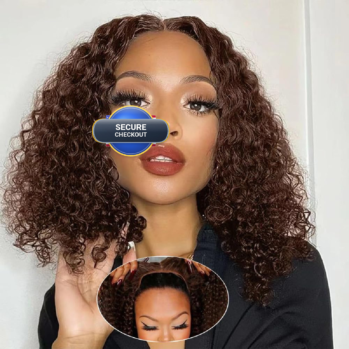 Pinketer Chocolate Brown Glueless Bob Wig Human Hair Wear And Go Deep Wave Wig