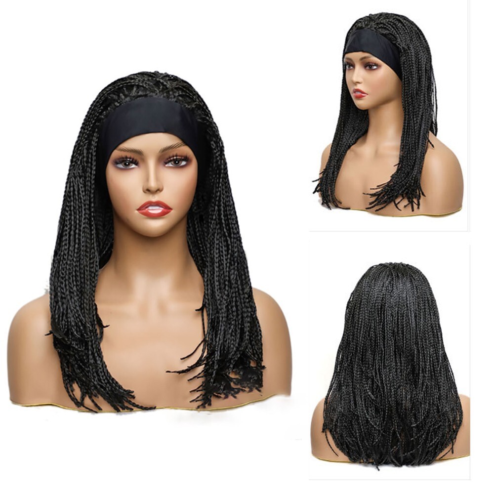 20″ Braided Headband Wigs for Black Women Synthetic Box Braiding Wigs Wrap Wigs