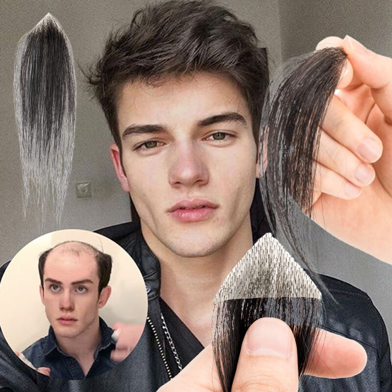 100% Human remy Hair Bald Spot Patch Toupee Forehead Hairpiece Hair Replacement