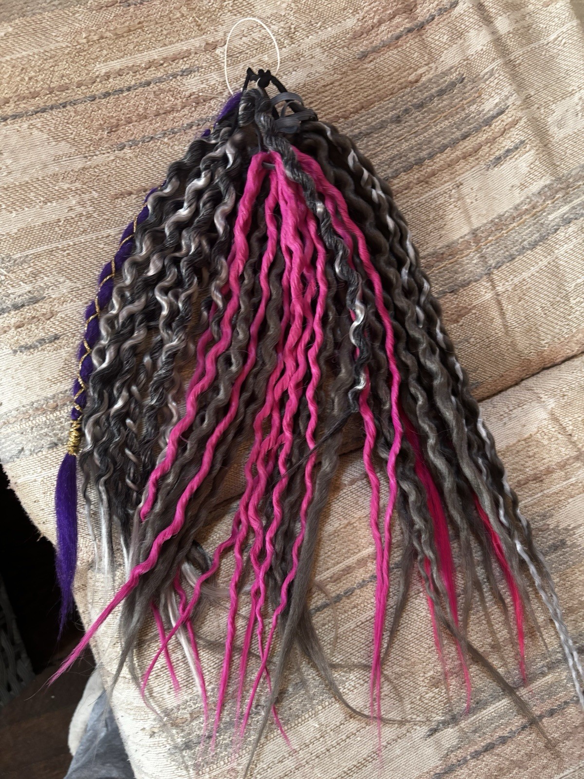 Synthetic Dreadlock Hair Extensions Braided 21-30in Black Gray Pink Purple