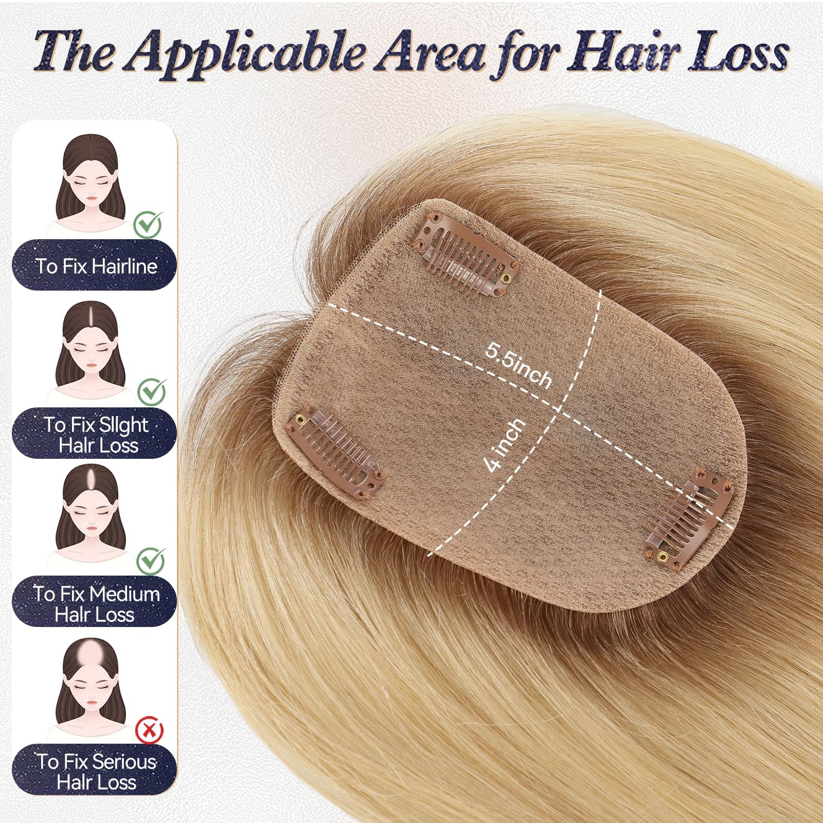 Starluck Human Hair Toppers For Women Real Human Hair Bangs 4 5.5 Inch Base 12