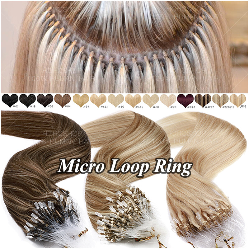 THICK 100% Remy Human Hair Micro Loop Ring Beads Extensions Full Head 200S Link