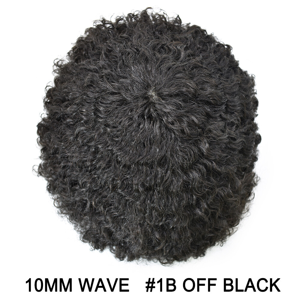 Afro Curl Mens Toupee Full Poly Skin Pu African American Hair System Replacement