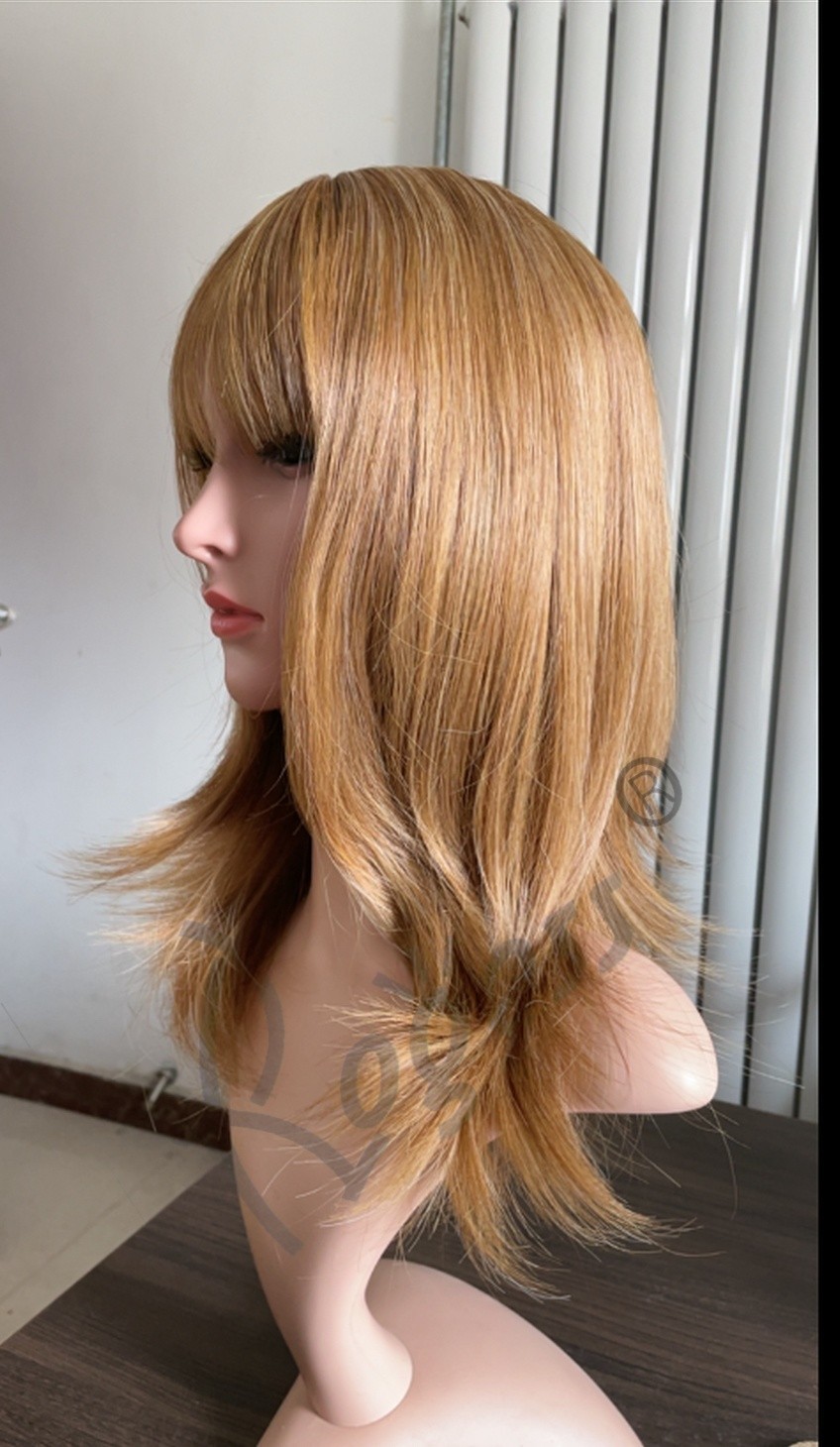 Brown Layered Shoulder-Length Wig with Bangs Heat Resistant Synthetic Hair5253
