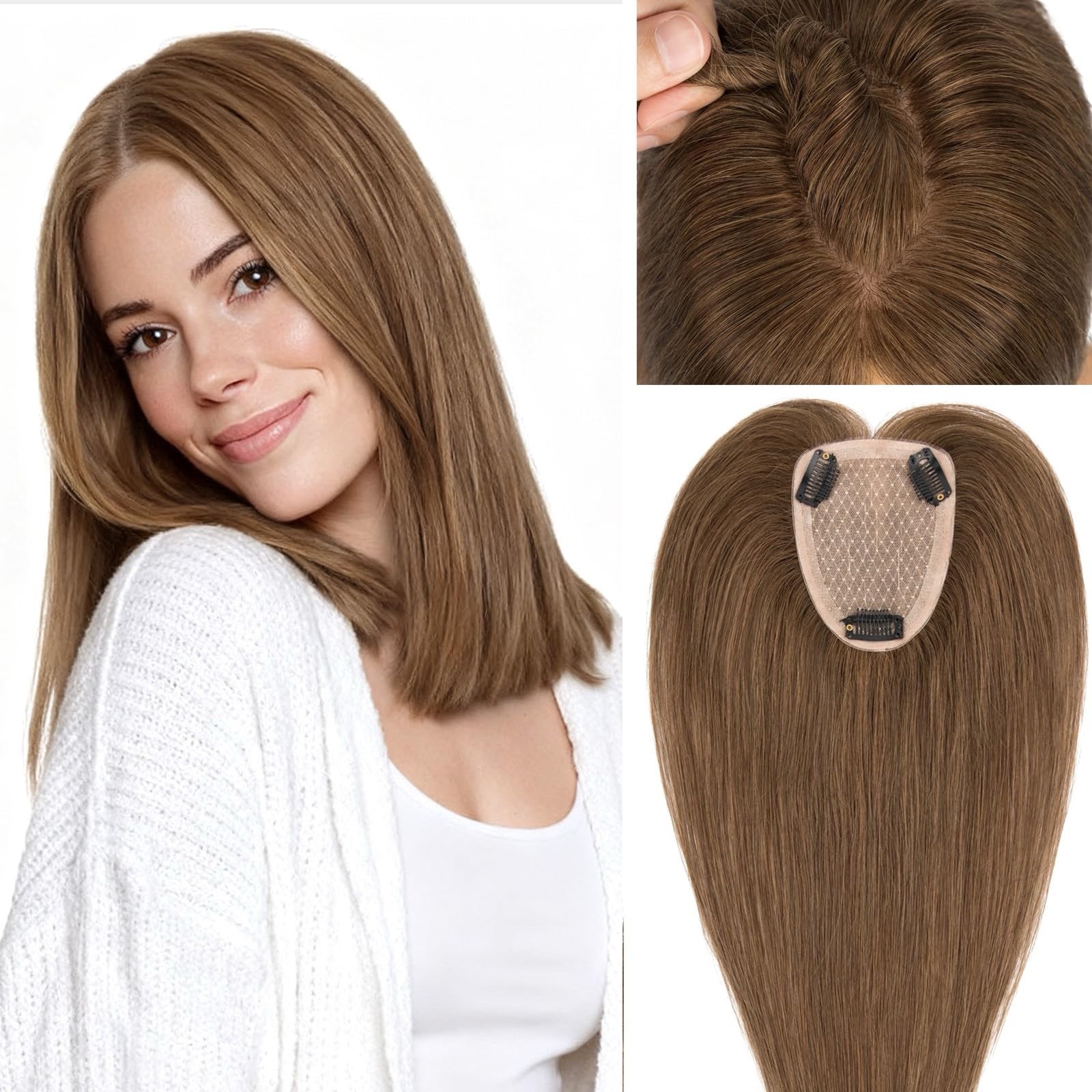 Rich Choices Human Hair Toppers For Women-100% Real Remy Hair Topper No Bang