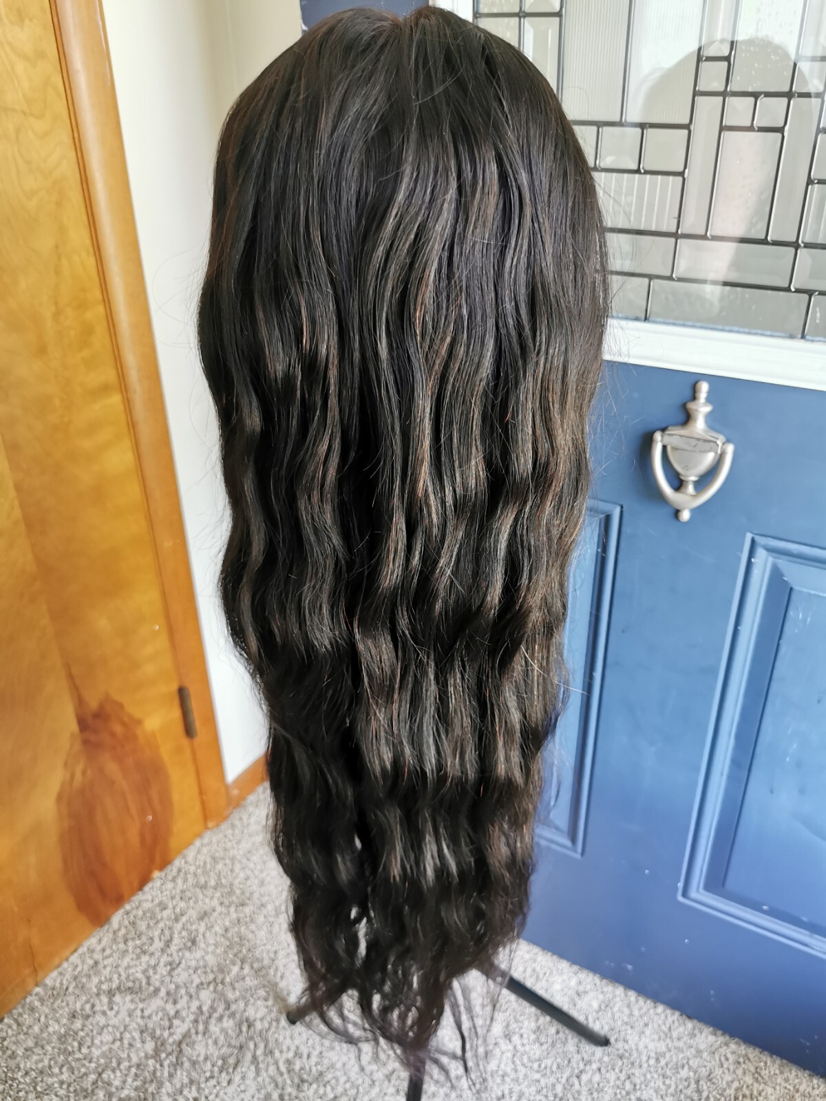 Ready To Go Bleached Knots High Quality Sexy 30” Human Hair Front Lace Wig 1B