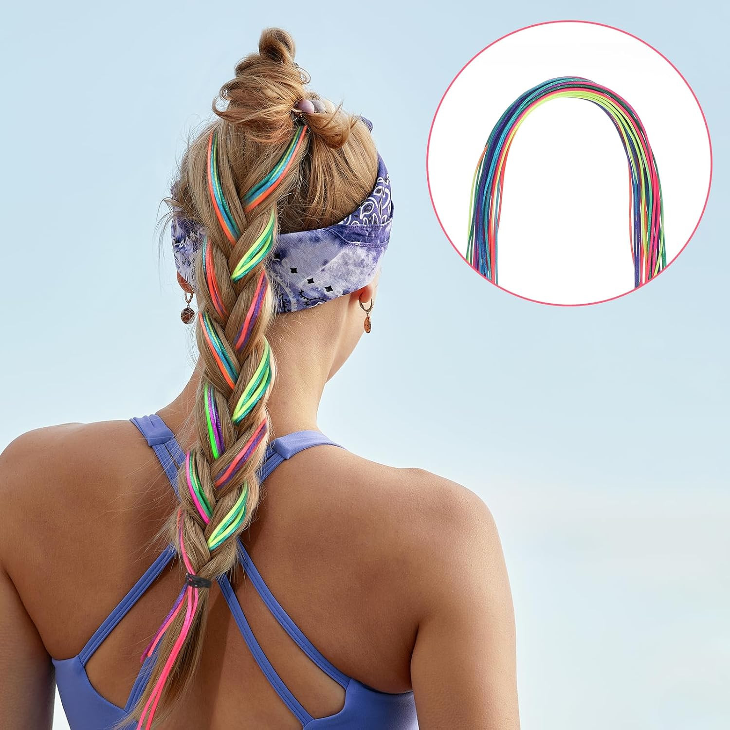 4Pcs 24″ Jumbo Braiding Hair Extensions Braids+24Pcs Multi-color Hair Rope Set